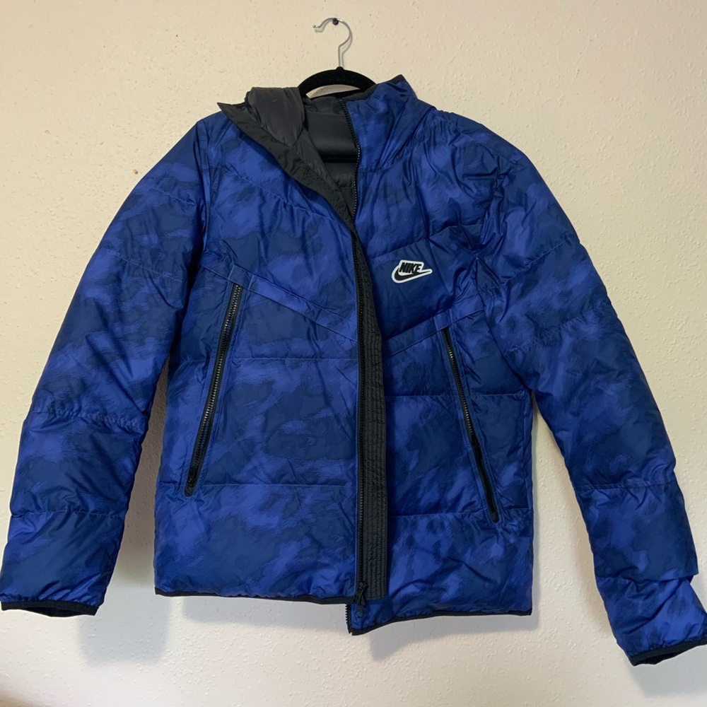 NWT Nike Shield DOWN FILL Blue & Black Puffer Coat